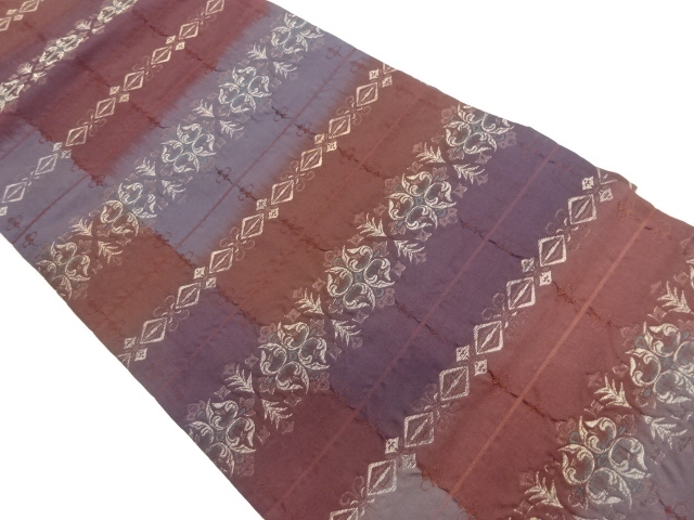 JAPANESE NAGOYA OBI / WOVEN STRIPE & RHOMBUS